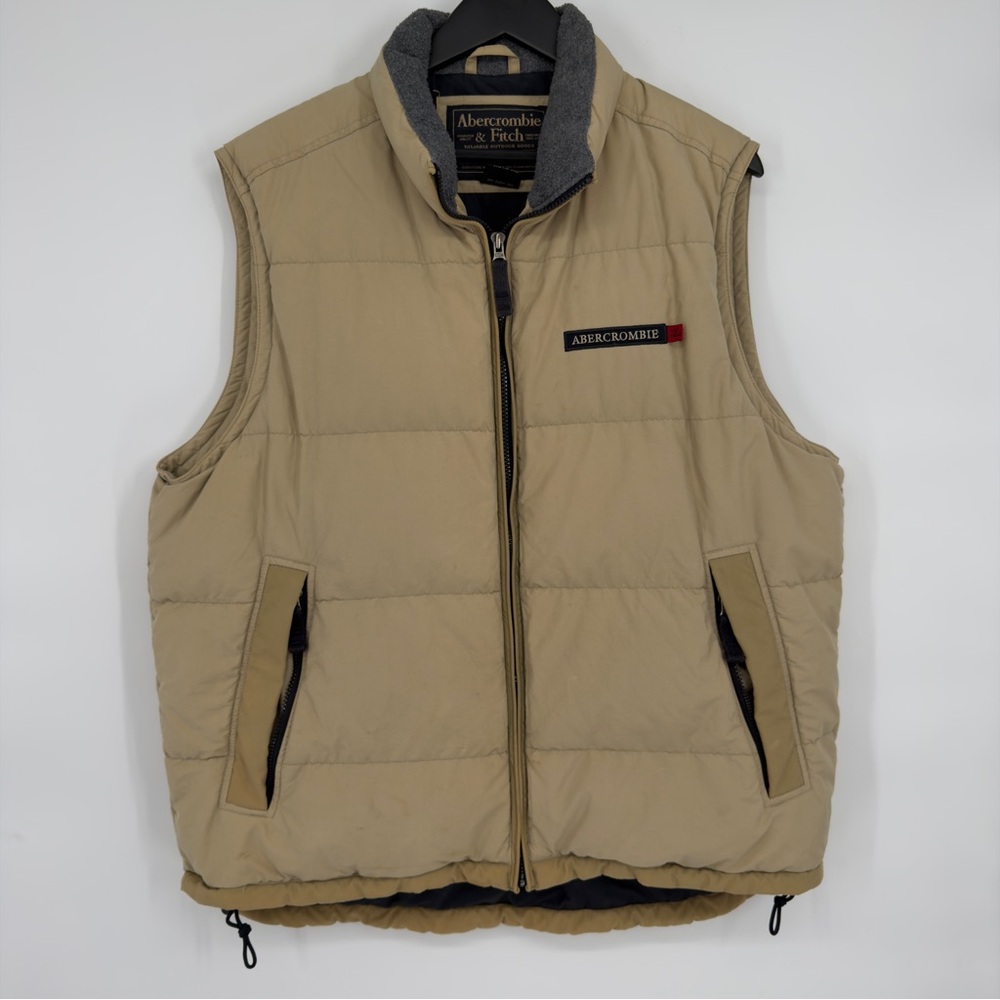 Abercrombie & Fitch Vintage Tan Goose Down Puffer Vest Sz Large Mens